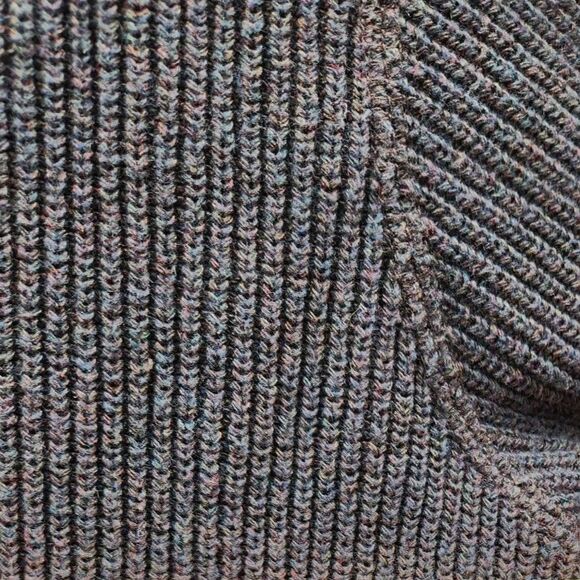 SaddleBred Mens Sweater Size L Heathered Charcoal Ribbed Henley Casual Preppy - Picture 2 of 8